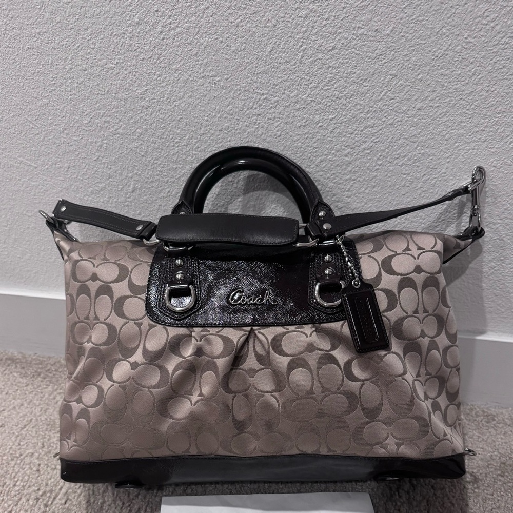 Coach Ashley Signature Satchel Shoulder Bag F15440 Tan Brown